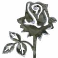 Floristik24 Metal stud rose silver grey, white washed metal 20cm × 8cm 12pcs