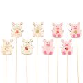 Floristik24 Decorative wooden garden stakes, piglet style, 31cm, 16 pieces