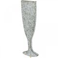 Floristik24 New Year&#39;s Eve decoration champagne glass silver flower plug 9cm 18pcs