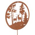 Floristik24 Garden stake, rust-colored, round, deer silhouette, forest decoration, 53cm, 2 pieces