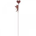 Garden stake rust angel with heart decoration Valentine&#39;s Day 60cm