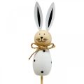 Flower plug rabbit wood Easter bunny black/white H34cm 4pcs