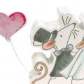 Floristik24 Decorative figure mouse pair with hearts 11cm x 11cm 4pcs