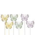 Garden stake butterfly metal three-colored L25cm 6pcs