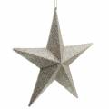 Floristik24 Glitter stars to hang champagne Ø21cm 3pcs