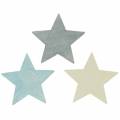 Floristik24 Scattered wooden star blue / gray / white 4cm 72pcs