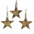 Floristik24 Wooden stars with glitter inlays for hanging natural mango wood 6.4–7.1cm × 7–7.8cm 3pcs