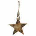 Floristik24 Wooden stars with glitter inlays for hanging natural mango wood 6.4–7.1cm × 7–7.8cm 3pcs