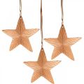 Floristik24 Star pendant, Christmas decoration, metal decoration copper-colored 9.5 × 9.5cm 3pcs