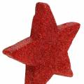 Floristik24 Decoration to scatter star with glitter 6.5cm red 36pcs