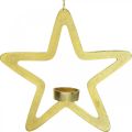 Floristik24 Decorative star tealight holder metal for hanging golden 24cm