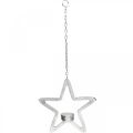 Floristik24 Decorative star to hang tealight holder metal silver 20cm