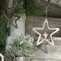 Floristik24 Decorative star to hang tealight holder metal silver 20cm