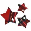 Floristik24 Scattered decoration star check red assorted 3/4 / 5cm 48pcs
