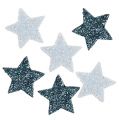 Floristik24 Stars mini 1,5cm white, blue with mica 144pcs