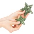 Decorative green wire star set, two sizes, 10cm, 12 pieces | Floristik24.ie