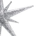 Floristik24 Glitter star to hang silver 13cm 12pcs