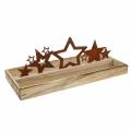 Floristik24 Wooden tray, star silhouette, noble rust 35cm × 14cm