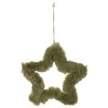 Faux fur star pendants, plush, for windows and doors, 21cm, 4 pieces | Floristik24.ie