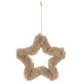 Hanging decorative star made of faux fur, 21cm, 4 pieces | Floristik24.ie