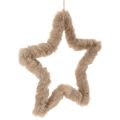 Floristik24 Decorative star-shaped faux fur decoration for hanging, 30cm, 3 pieces
