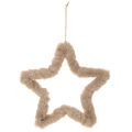 Decorative star-shaped faux fur decoration for hanging, 30cm, 3 pieces | Floristik24.ie