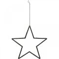 Floristik24 Christmas decoration star pendant black glitter 17.5cm 9pcs