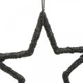 Floristik24 Christmas decoration star pendant black glitter 7.5cm 40p
