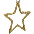 Floristik24 Christmas decoration star pendant golden glitter 7.5cm 40p