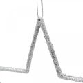 Floristik24 Christmas decoration star pendant silver glitter 17.5cm 9pcs
