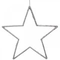 Floristik24 Christmas decoration star pendant silver glitter 17.5cm 9pcs