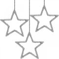 Floristik24 Christmas decoration star pendant silver glitter 7.5cm 40p