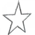 Floristik24 Star to hang, Christmas tree decorations, decoration star silver 11.5 × 12cm 12pcs