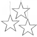Floristik24 Star to hang, Christmas tree decorations, decoration star silver 11.5 × 12cm 12pcs