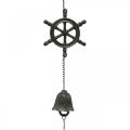 Floristik24 Vintage decorative trailer steering wheel bell, wind chime cast iron L50cm