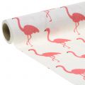 Floristik24 Decorative fabric flamingo white-pink 30cm x 3m