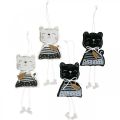 Floristik24 Fabric cats to hang, spring decoration, decoration hanger cat, gift decoration 4pcs