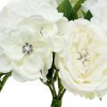 Decorative bouquet white with pearls and rhinestones 29cm