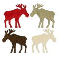 Floristik24 Scatter deco elk wood brown, white, red 4cm 72p