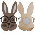 Floristik24 Scatter decoration wooden rabbit with glasses brown white 2.5×4.5cm 48p
