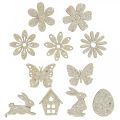 Floristik24 Scatter decoration wood, scatter pieces spring Easter white 2–4cm 64p