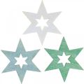 Floristik24 Wooden stars deco sprinkles Christmas Green H4cm 72p
