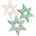 Floristik24 Wooden stars deco sprinkles Christmas Green H4cm 72p
