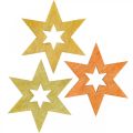 Floristik24 Wooden stars deco sprinkles Christmas Orange H4cm 72p