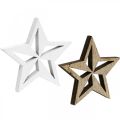 Floristik24 Wooden stars deco sprinkles Christmas white/nature 3.5cm 48p
