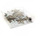 Floristik24 Wooden stars deco sprinkles Christmas white/nature 3.5cm 48p
