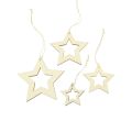 Floristik24 Wooden stars decoration decoration hanger wood star natural 6/8/10/12cm 16pcs