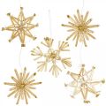 Floristik24 Straw Stars Glitter Gold Set Christmas Decorations Ø6cm 24pcs