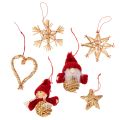 Floristik24 Straw ornament set Christmas tree decorations figures and stars 6cm 30pcs