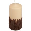 Floristik24 Pillar candle branches decor candle rustic beige 150/70mm 1pc